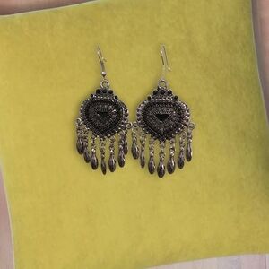 Boho Teardrop Heart  Earrings